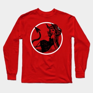 Devil Girl Linocut Long Sleeve T-Shirt